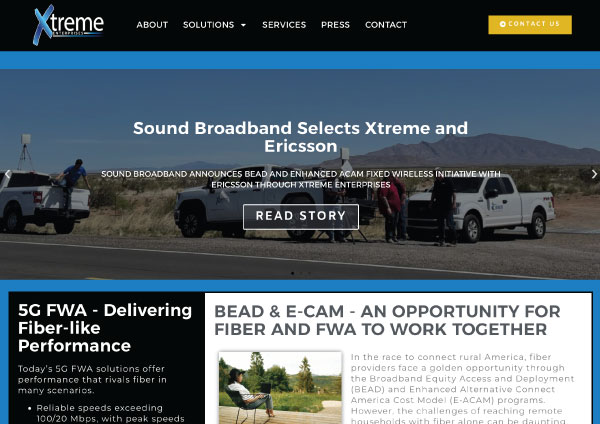 Screenshot of the homepage of Xtreme Enterprises website designed by Build A Site