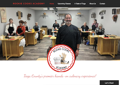 Image of the homepage of Rookie Cooks Academy website